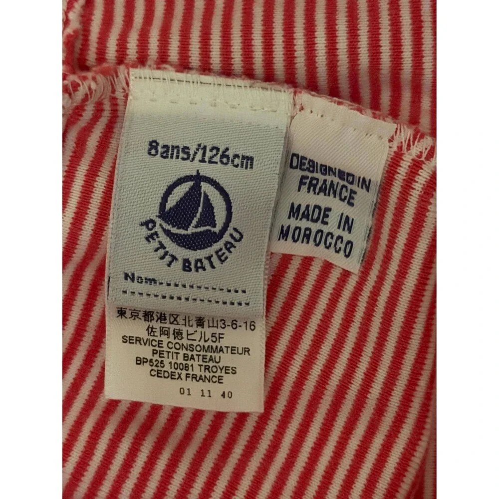 Petit Bateau Girls Pink & White Striped Cotton Leggings Sz 8 Years 126cm Morocco